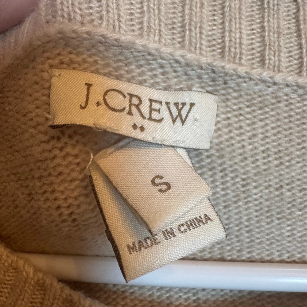 J.Crew Womens Tan Merino Wool Blend Fair Isle Crewneck Sweater B3798 Small - Picture 3 of 5